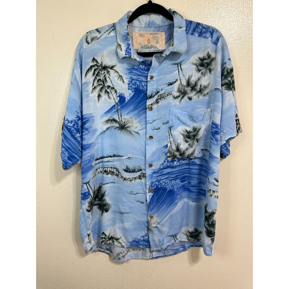 Vintage Paradise Of The Pacific Men's Hawaiian Tropical Aloha Button Down Size L